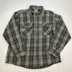 FIVE BROTHER Plaid Flannel Shirt Men Size Large Long Sleeve Button Up Green